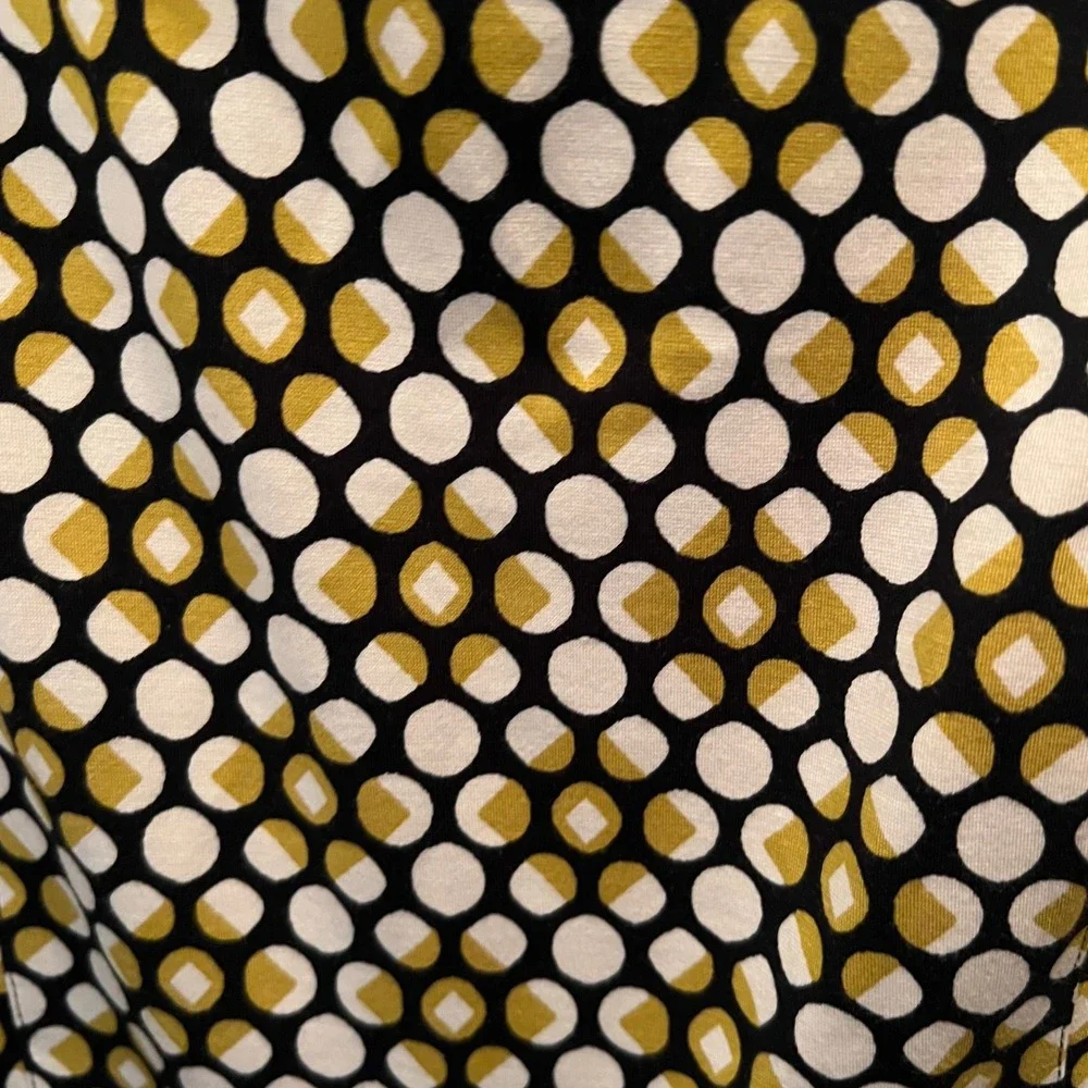 Free People Swing Dress Medium Gold‎ Black Polka Dot Geometric Sleeveless Mini
